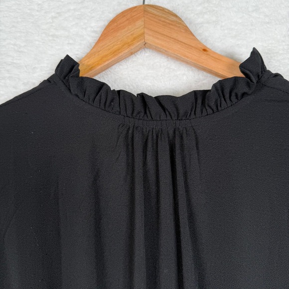 Unbranded Tiered Ruffle Mini Dress Women XL Black V-Neck Flutter Sleeve Casual - Picture 3 of 9